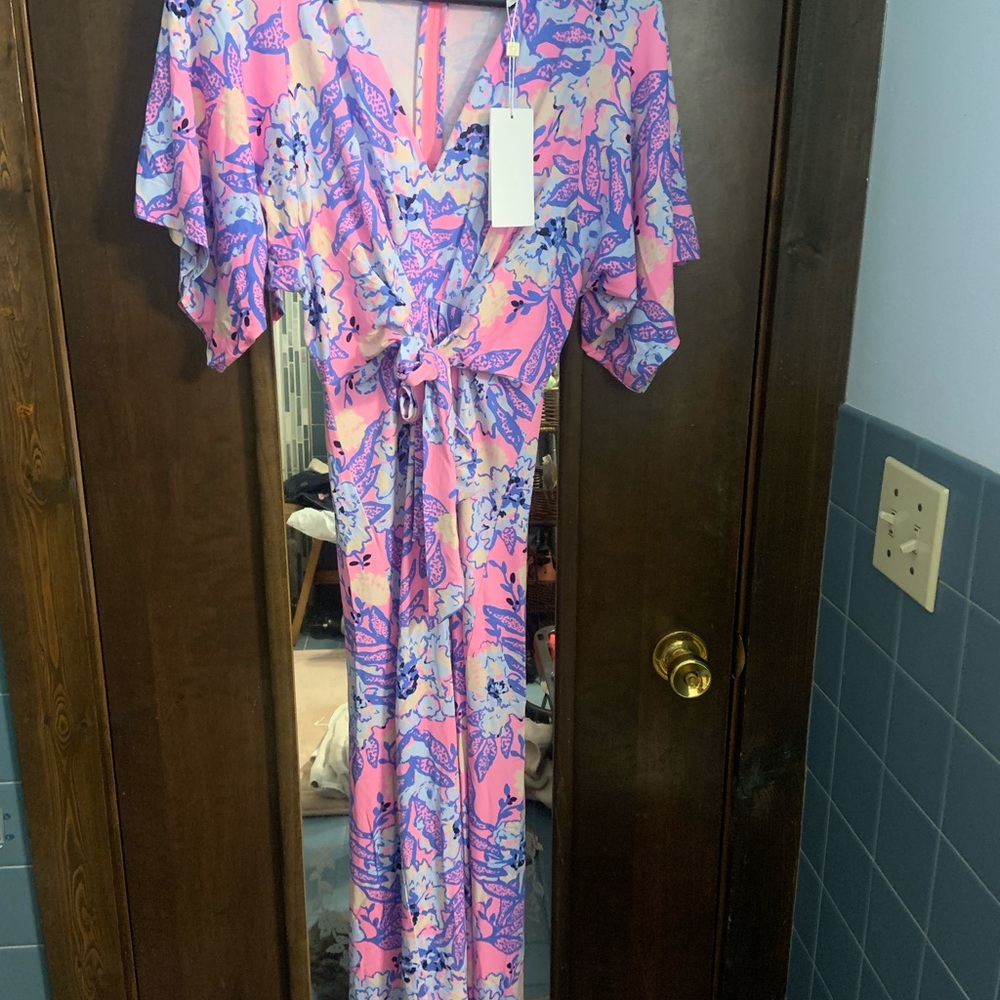 Lilly Pulitzer Pink and Blue Floral Maxi Dress